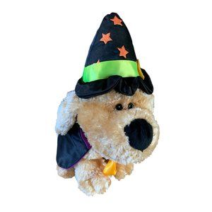 Snuggle Toy Plush Stuffed Animal Dog Puppy As Witch Cape & hat 10 in Length